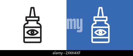 Il logo dell'icona OCCHIO RILASCIA il contorno vettoriale in bianco e nero Illustrazione Vettoriale