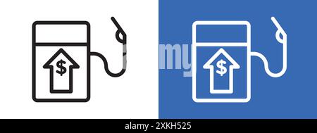 Icona di aumento del prezzo del carburante bordo vettoriale del logo in bianco e nero Illustrazione Vettoriale