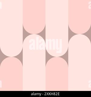 Ripetizione geometrica senza cuciture. Forme arrotondate rosa e beige. Design retrò astratto. Illustrazione Vettoriale