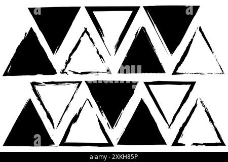 Schema triangolare astratto. Trama ruvida geometrica. Forme nere vettoriali. Design moderno e minimalista. Illustrazione Vettoriale