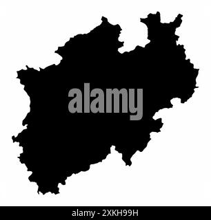 Mappa delle silhouette della Renania settentrionale-Vestfalia isolata su sfondo bianco, Germania Illustrazione Vettoriale