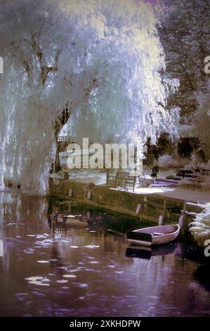 ruscello accanto al fiume waveney al falcon meadow bungay suffolk, inghilterra Foto Stock