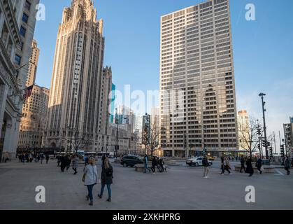 Chicago, Illinois, USA - marzo 2019: Ingresso meridionale al Magnificent Mile di Chicago Foto Stock