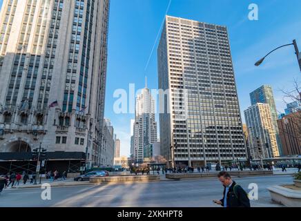 Chicago, Illinois, USA - marzo 2019: Ingresso meridionale al Magnificent Mile di Chicago Foto Stock