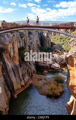 Il Luck Potholes di Bourke. Vista del Blyde River Canyon lungo la Panorama Route del Sud Africa nei Monti Drakensberg. Foto Stock