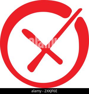 Vettore logo rosso rifiutato isolato in stile piatto per elemento di design Illustrazione Vettoriale