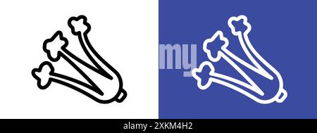 Contorno vettoriale del logo dell'icona del sedano in bianco e nero Illustrazione Vettoriale