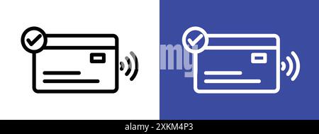 Icona di pagamento contactless logo segno vettoriale contorno in bianco e nero Illustrazione Vettoriale