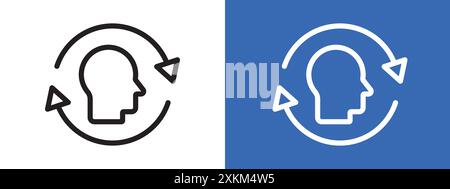 Icona ritmi circadiani logo segno vettoriale contorno in bianco e nero Illustrazione Vettoriale