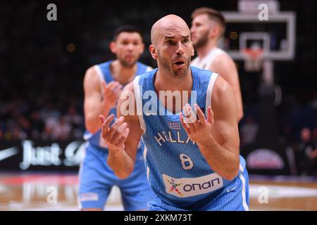 Nick Calathes (Grecia). Torneo di qualificazione olimpica FIBA. Pireo 2024. Foto Stock