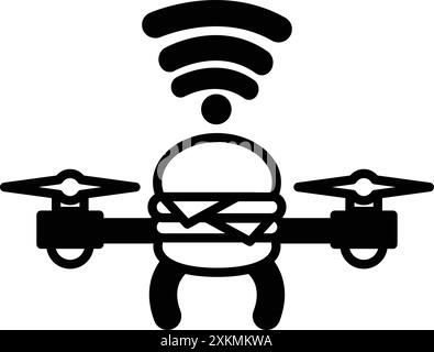 Un drone hamburger in stile icona in linea Illustrazione Vettoriale