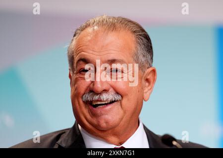 Andrew Liveris, presidente del Comitato organizzativo di Brisbane 2032 durante una conferenza stampa al Main Press Centre di Parigi. Data foto: Martedì 23 luglio 2024. Foto Stock