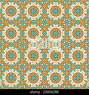 Ornamento geometrico senza cuciture basato sull'arte islamica tradizionale. Schema marocchino Zellij Illustrazione Vettoriale