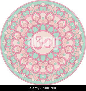 Design decorativo e colorato Mandala floreale. Illustrazione vettoriale ornamento. Illustrazione Vettoriale