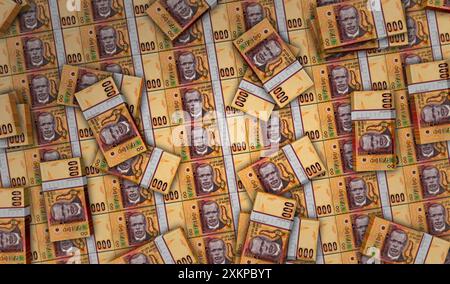 Malawi Money kwachas Malawian Money Pack illustrazione 3D. Pile di banconote da 2000 MWK. Concetto di finanza, contante, crisi economica, successo aziendale, Foto Stock