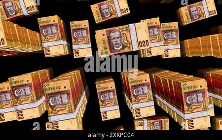 Malawi Money kwachas Malawian Money Pack illustrazione 3D. Pile di banconote da 2000 MWK. Concetto di finanza, contante, crisi economica, successo aziendale, Foto Stock