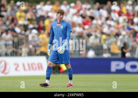 Cracovia, Polonia. 20 luglio 2024. Antoni Mikulko di Wieczysta Krakow visto in azione durante la partita di calcio polacca Betclic 2 League 2024/2025 tra Wieczysta Krakow e Resovia Rzeszow allo stadio Wieczysta. Punteggio finale; Wieczysta Krakow 0:1 Resovia Rzeszow. Credito: SOPA Images Limited/Alamy Live News Foto Stock