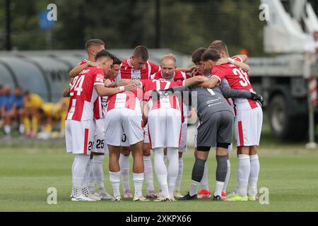 Cracovia, Polonia. 20 luglio 2024. Giocatori della Resovia Rzeszow visti durante la partita di calcio polacca della Betclic 2 League 2024/2025 tra Wieczysta Krakow e Resovia Rzeszow allo stadio Wieczysta. Punteggio finale; Wieczysta Krakow 0:1 Resovia Rzeszow. (Foto di Grzegorz Wajda/SOPA Images/Sipa USA) credito: SIPA USA/Alamy Live News Foto Stock