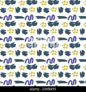 Forme a matita multicolore al carbone e spiedini senza cuciture. Forme stravaganti vettoriali disegnate a mano in stile punk o infantile. Ingenui e giocosi scarabocchi astratti. Scarabocchi e linee curve. Illustrazione Vettoriale