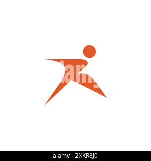 Logo R People Running. Icona umana lettera R. Icona esecuzione Illustrazione Vettoriale