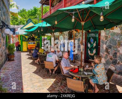 Sun Dog Cafe a Mongoose Junction nella Baia di Cruz sull'isola caraibica di St John nelle Isole Vergini americane Foto Stock