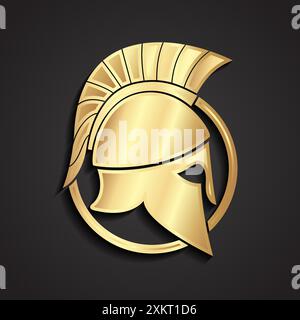 simbolo dorato del casco spartano 3d. Illustrazione Vettoriale