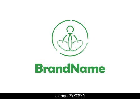 Modello vettoriale con logo Meditation, trasmette un senso di calma, equilibrio e armonia. Emblema, concetto di design, simbolo creativo Illustrazione Vettoriale