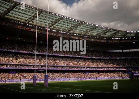 Parigi, Francia. 24 luglio 2024. Partita DI RUGBY Sevens : Vista generale dello Stadio Stade de France durante i giochi olimpici estivi del 2024, Parigi 2024, Parigi, Francia il 24 luglio 2024. Foto di Eliot Blondet/ABACAPRESS. COM credito: Abaca Press/Alamy Live News Foto Stock