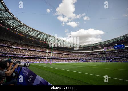Parigi, Francia. 24 luglio 2024. Partita DI RUGBY Sevens : Vista generale dello Stadio Stade de France durante i giochi olimpici estivi del 2024, Parigi 2024, Parigi, Francia il 24 luglio 2024. Foto di Eliot Blondet/ABACAPRESS. COM credito: Abaca Press/Alamy Live News Foto Stock