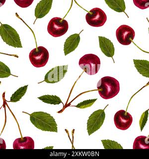 Motivo senza cuciture acquerello con ciliegio Foto Stock