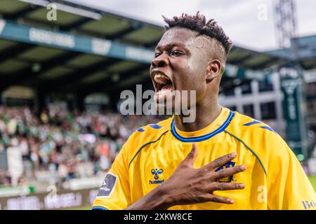 Viborg, Danimarca. 21 luglio 2024. Emmanuel Yeboah di Broendby SE visto durante il 3F Superliga match tra Viborg FF e Broendby IF all'Energy Viborg Arena di Viborg. Foto Stock