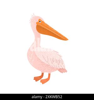 Carino pellicano cartoni animati per stampe infantili. Illustrazione Vettoriale