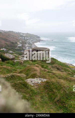 Foto paesaggistica di Sennen Cove sulla costa della Cornovaglia Foto Stock