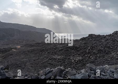 Formazione di lava vicino al vulcano Ardoukoba, Gibuti Foto Stock