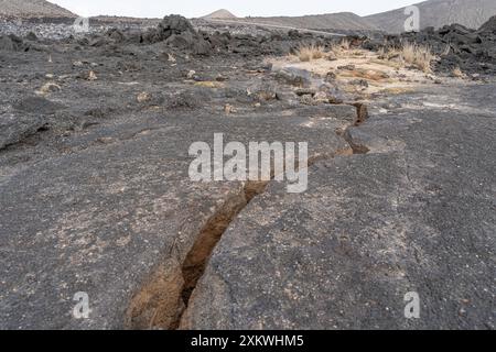 Formazione di lava vicino al vulcano Ardoukoba, Gibuti Foto Stock