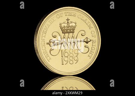 Lato opposto di una moneta del 1989 £2 che commemora il terzo centenario della rivendicazione di diritto Foto Stock