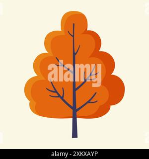 Albero autunnale. Illustrazione piatta vettoriale. Illustrazione Vettoriale