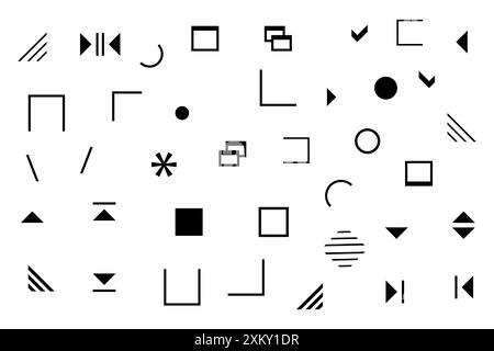 Elementi di design a forma geometrica disegnati a mano. Illustrazione Vettoriale