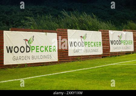 Briton Ferry, Regno Unito. 24 luglio 2024. Briton Ferry Llansawel contro Swansea City u21 in un'amichevole pre-stagionale presso Old Road il 24 luglio 2024. Crediti: Lewis Mitchell/Alamy Live News Foto Stock