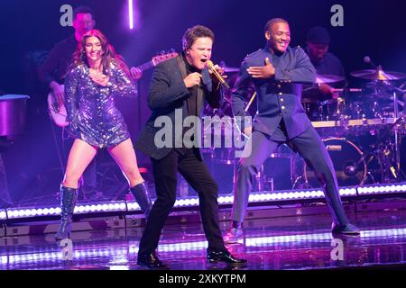 Hollywood, Stati Uniti. 24 luglio 2024. Donny Osmond si esibisce a Hollywood, Florida, il 24 luglio 2024. Lo spettacolo faceva parte del tour Direct from Las Vegas. (Foto di Geoffrey Clowes/Sipa USA) credito: SIPA USA/Alamy Live News Foto Stock