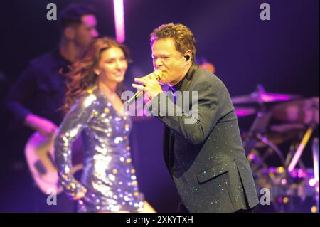 Hollywood, Stati Uniti. 24 luglio 2024. Donny Osmond si esibisce a Hollywood, Florida, il 24 luglio 2024. Lo spettacolo faceva parte del tour Direct from Las Vegas. (Foto di Geoffrey Clowes/Sipa USA) credito: SIPA USA/Alamy Live News Foto Stock