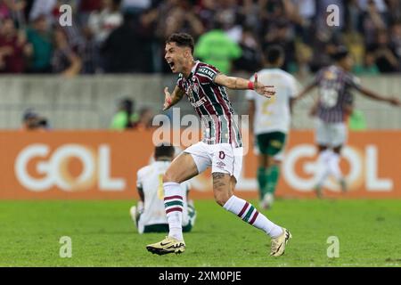 24 luglio 2024, Rio De Janeiro, Rio De Janeiro, Brasile: RIO DE JANEIRO, BRASILE - 24 LUGLIO: DIOGO BARBOSA di Fluminense celebra il primo gol della squadra durante la partita tra Fluminense e Palmeiras nell'ambito di Brasileirao 2024 allo Stadio Maracana il 24 luglio 2024 a Rio de Janeiro, Brasile. (Credit Image: © Ruano Carneiro/ZUMA Press Wire) SOLO PER USO EDITORIALE! Non per USO commerciale! Foto Stock