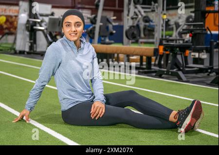 L'afghana Kimia Yousofi fa la squadra olimpica dell'Afghanistan. Immagini Thomas Lisson Foto Stock
