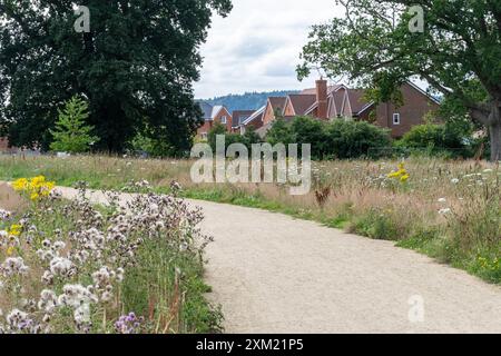 Amber Parkside, nuovo complesso residenziale accanto al Knowle Park, ai margini di Cranleigh, Surrey, Inghilterra, Regno Unito. Case nuove proprietà residenziali Foto Stock