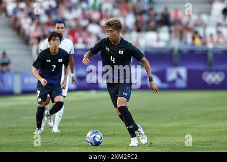 Bordeaux, Francia. 24 luglio 2024. Hiroki Sekine (JPN) calcio/calcio : Giochi Olimpici di Parigi 2024 calcio maschile gruppo D partita tra Giappone 5-0 Paraguay allo Stade de Bordeaux di Bordeaux, Francia . Crediti: Mutsu Kawamori/AFLO/Alamy Live News Foto Stock