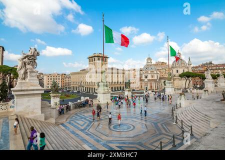 Piazza Venezia a Roma, Italia Foto Stock