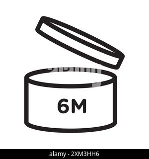 6 mesi PAO Icon Black line art Vector in bianco e nero contorno set segno di collezione Illustrazione Vettoriale