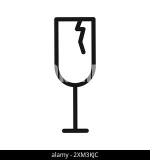 Icona della confezione fragile Vector Black line art in bianco e nero, segno di raccolta del set di contorni Illustrazione Vettoriale