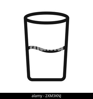 Icona del bicchiere d'acqua Black line art vettoriale in bianco e nero contorno set segno di collezione Illustrazione Vettoriale