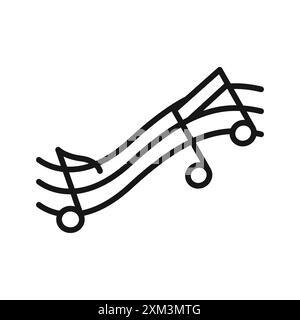 Icona della musica Vettoriale Black line art in bianco e nero con il simbolo della collezione del set di contorni Illustrazione Vettoriale